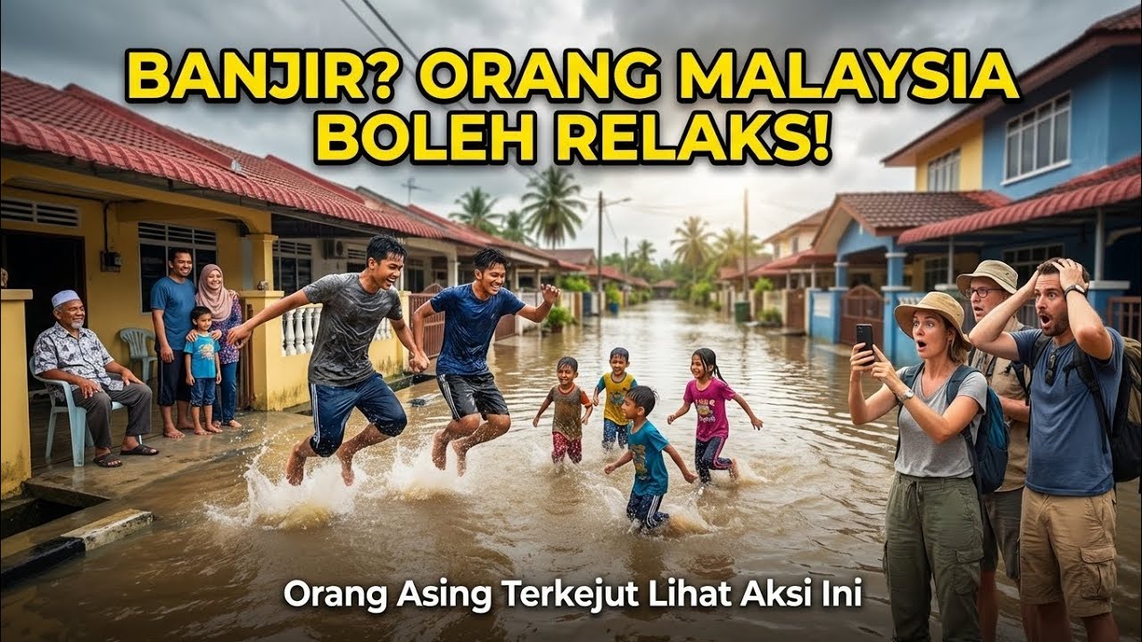 MAT SALLEH TERKEJUT!! BANJIR DI MALAYSIA, TAPI ORANGNYA MASIH BOLEH HAPPY!! 