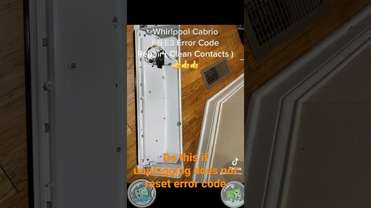 Whirlpool Cabrio Washer F6 E3 Error Code Repair Under 30 Second Do This If Unplugging Does Not Work 
