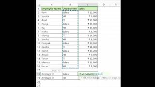 How to Use AVERAGEIF Function in excel #excel #viral #tranding #shorts #interview #instagram #feed