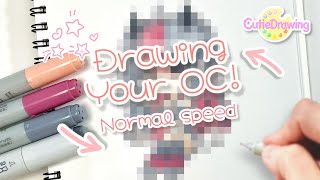 Drawing your Gacha OC with Copic and Ohuhu markers/ chibi-style devil girl/Normal speed