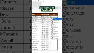 Excel DATEDIF Function: Calculate Age, Years-Months-Days Fast #exceltips #excelshorts #shorts