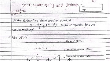 Unit:7 | Water logging & drainage | Derive Subsurface drain spacing | BE Civil | Prashant YT |