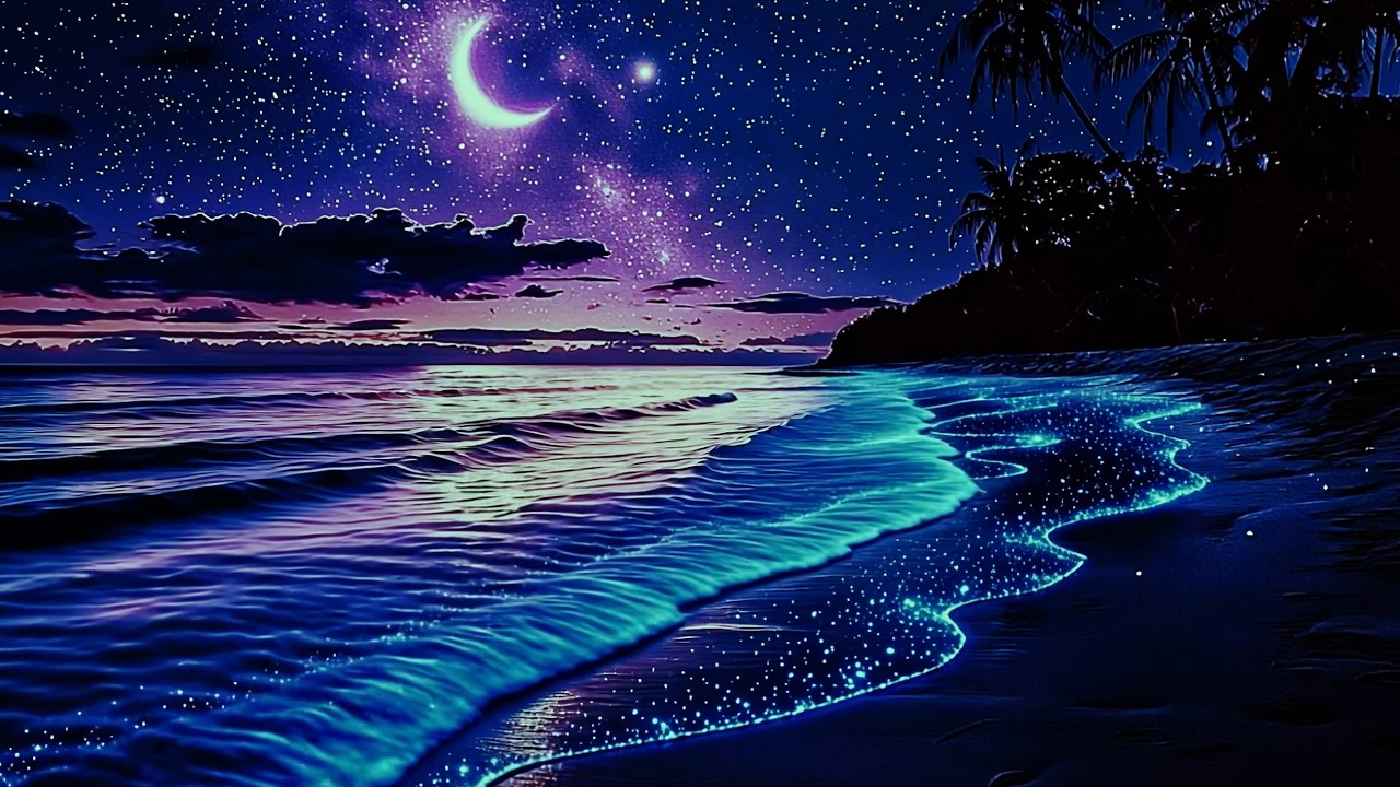 Ocean Ambience Under Moonlight | Night Atmosphere | Relieve Stress