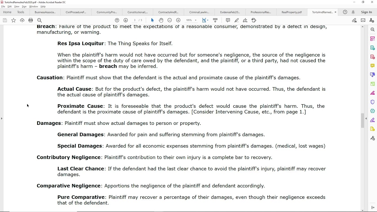 Law Study Series, Torts and Remedies, Ray Hayden's Definition Sheets - Ray Hayden, J.D.