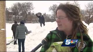 Students embrace snow at college ahead of winter carnival