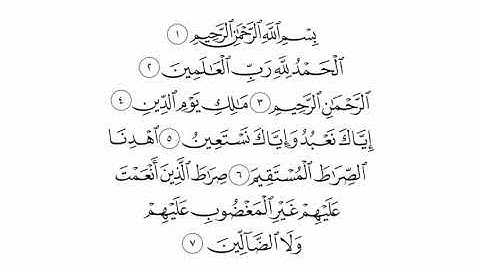 سورة الفاتحة مكتوبة - الشيخ علي عبد الرحمان الحذيفي