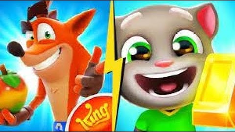 Talking Tom Gold Run VS Crash On The Run SpeedRun Gameplay Android, iOS 4K