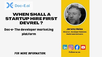 Jeremy Meiss - When to Hire Your First Developer Relations Person: Insights for Startups!