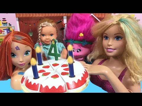Oyuncak Bebek Doğum Günü Partisi | Barbie Troll Winx Club Stella | Evcilik TV