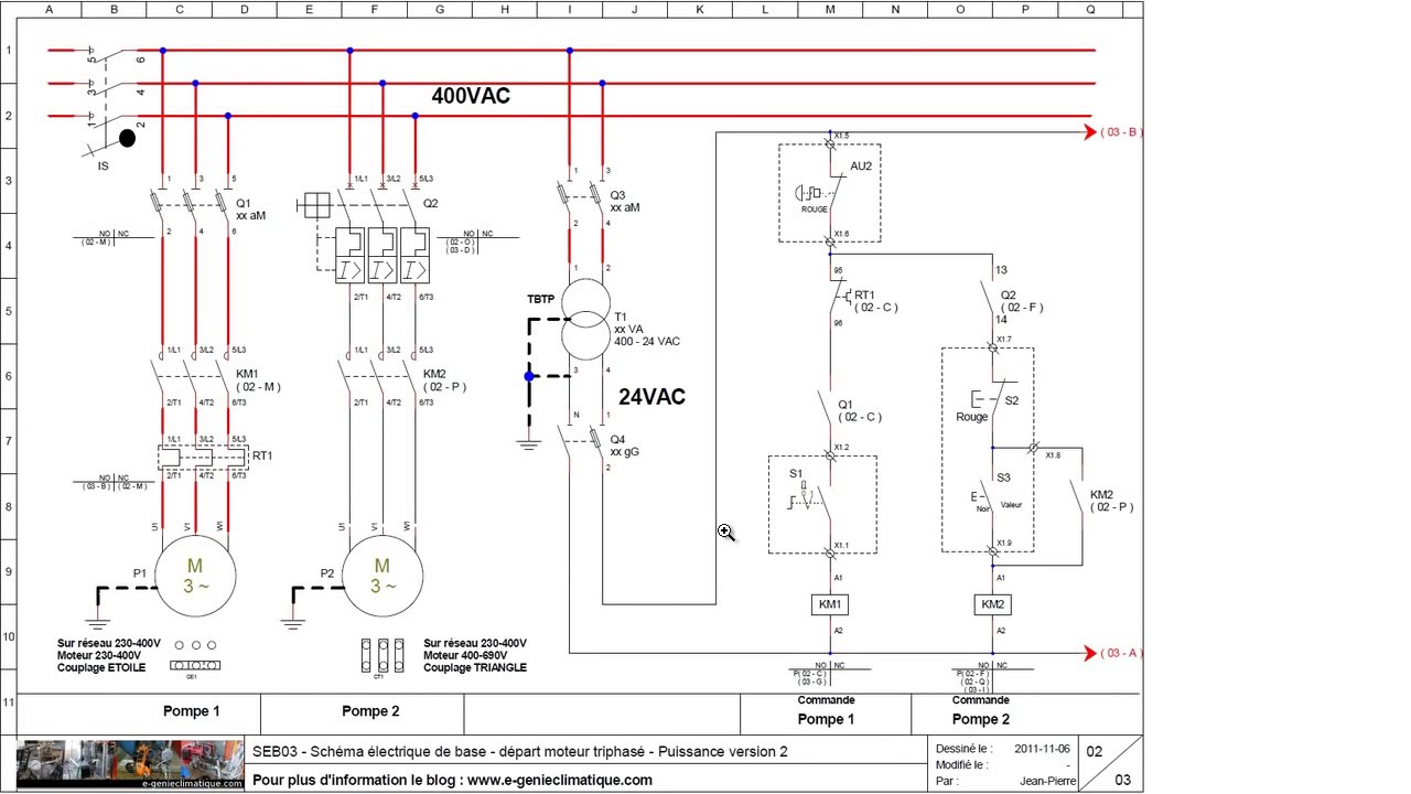 SEB03 Schéma électrique - départ moteur triphasé démarrage direct