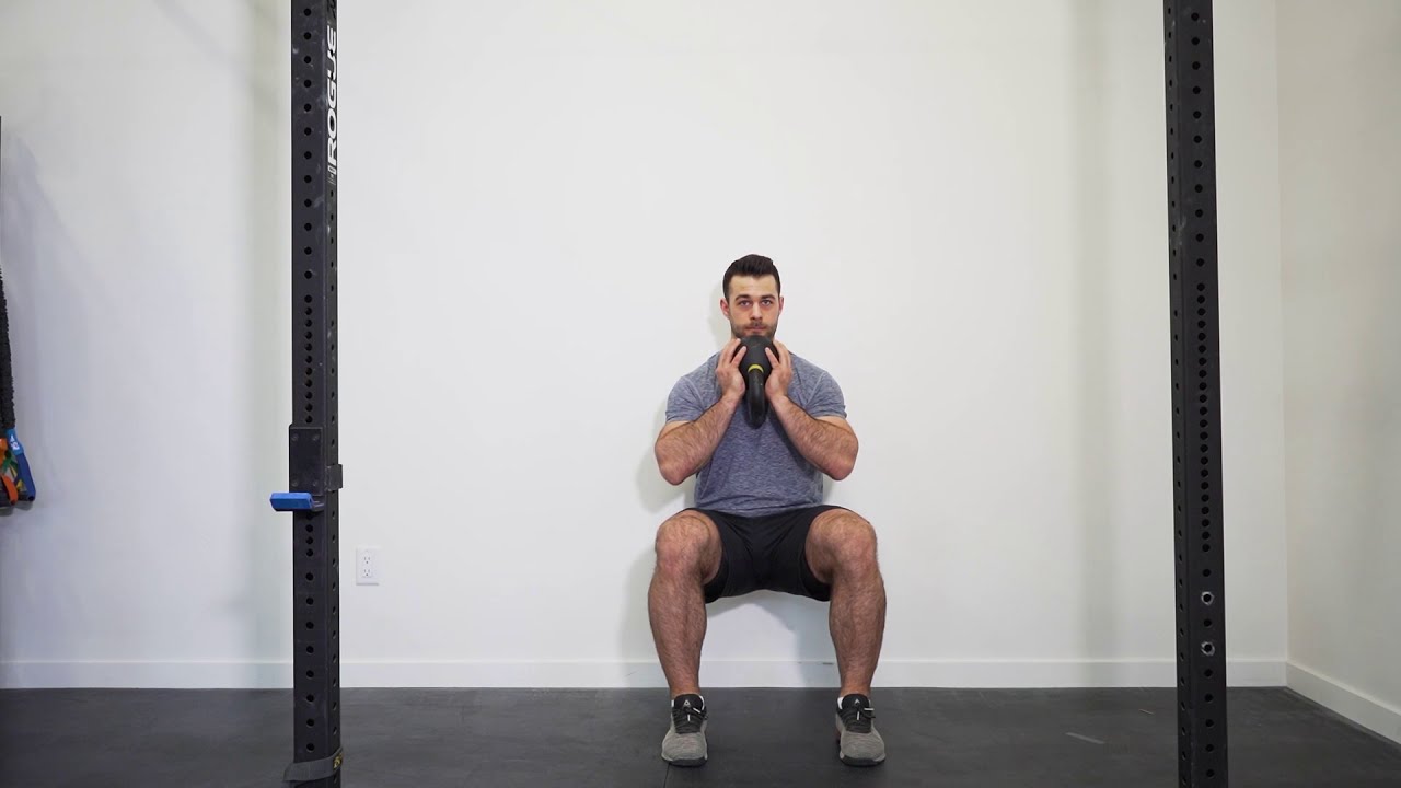 Kettlebell Goblet Hold Dynamic Wall Squat YouTube