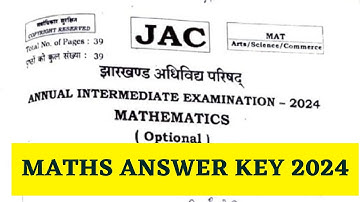 Class 12th Maths Answer key 2024 JAC Board | JAC Board 12th Maths Answer Key 2024 | JAC Board