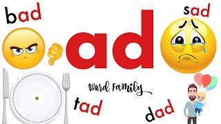 Ad Word Family | CVC  Words | ( ad: bad, dad, had, lad, mad, pad, sad, tad, glad) Resimi