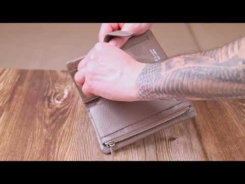 Містке жіноче портмоне з натуральної шкіри KARYA 20998 Бежевий, видео 1