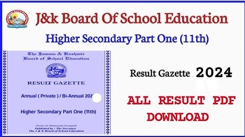 JKBOSE Breaking🎉 :- Jkbose 11th, Class Result Out , and Result Gazette PDF out