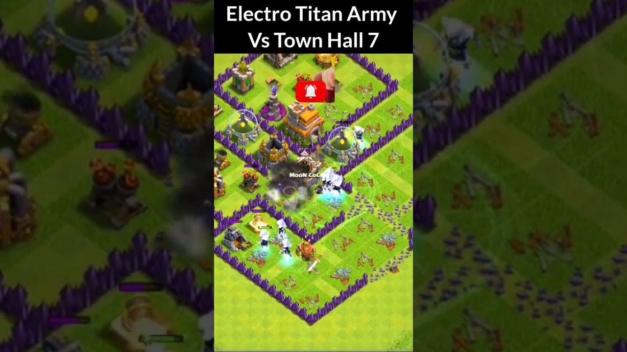 Electro Titan Army Vs Town Hall 7(Every TownHall Vs Electro Titan)