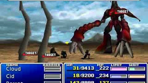 Final Fantasy VII Beating Ruby Weapon Enemy Skill MATERIA Only Challenge Part 4/4