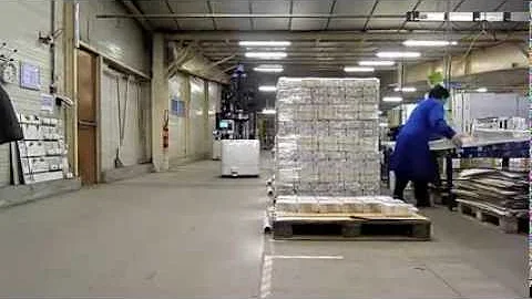 Automated Guided Vehicle (AGV): Loading from production area (Laserguided Staker AGV)