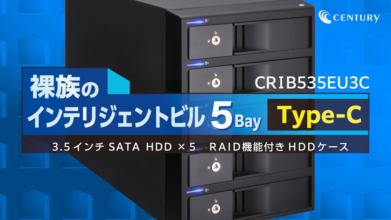 裸族のインテリジェントル 5Bay HDD3TB２台搭載、RAID機能搭載なし