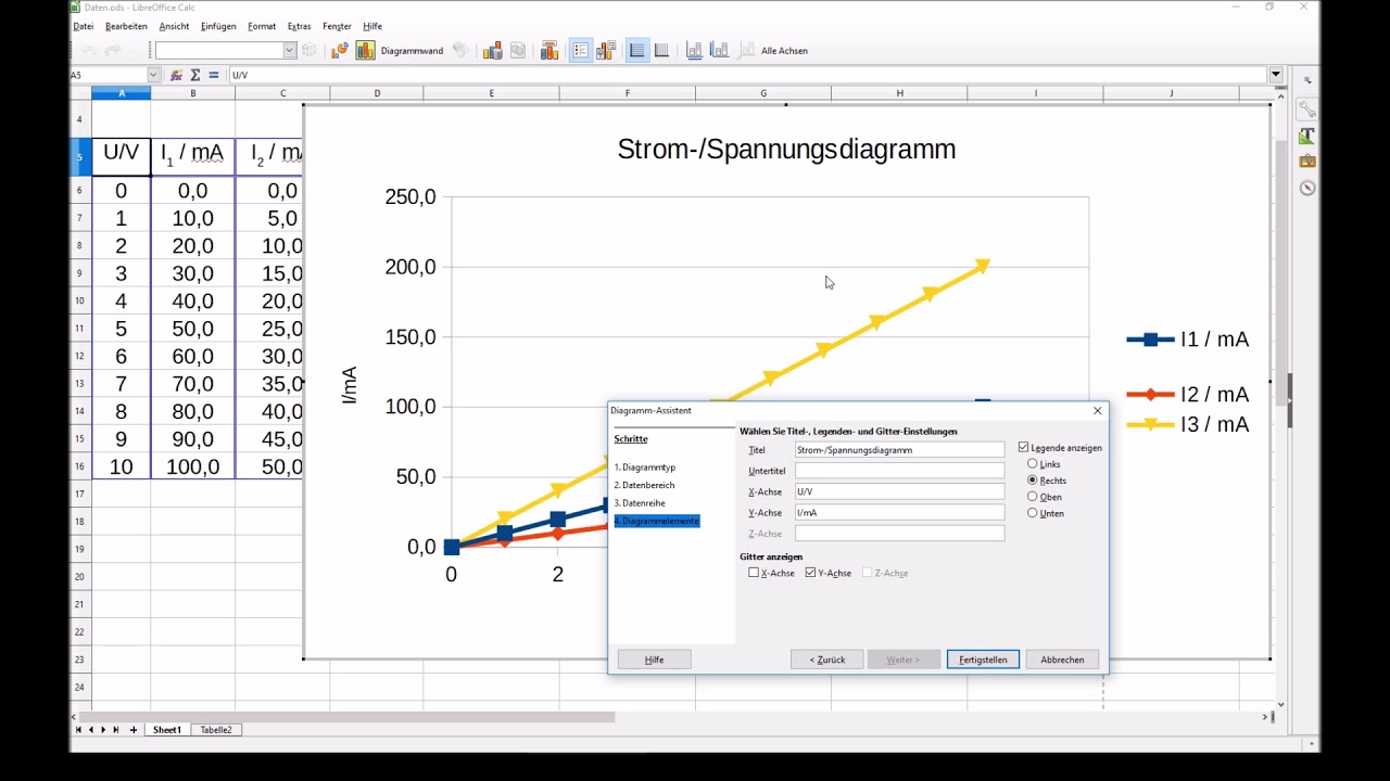 Einfaches Diagramm In Calc Und Einfugen In Writer Youtube