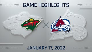 NHL Highlights | Wild vs. Avalanche - Jan. 17, 2022
