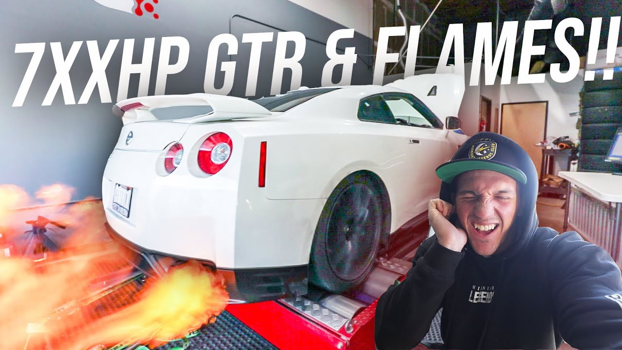 Dustin Williams R35 THE R35 GTR MAKES OVER 700HP ON DYNO TUNE *HUGE FLAMES* | R35 GTR BUILD ...