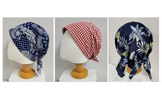 DIY 5가지 패턴 없이 가장 간단하게 두건 만들기/5 simple ways to make a bandana without a pattern/반다나/bandana/헤어스카프