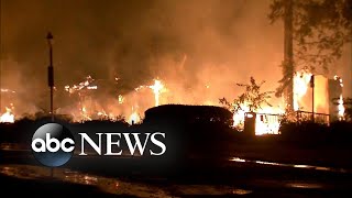 Abc news' marci gonzalez reports from anaheim, california, on the
latest direction of fires and how 1,000 firefighters there are
battling flames from...