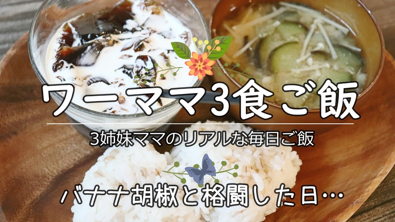 バナナ胡椒と格闘した3食ご飯 ワーママ 三姉妹 Youtube