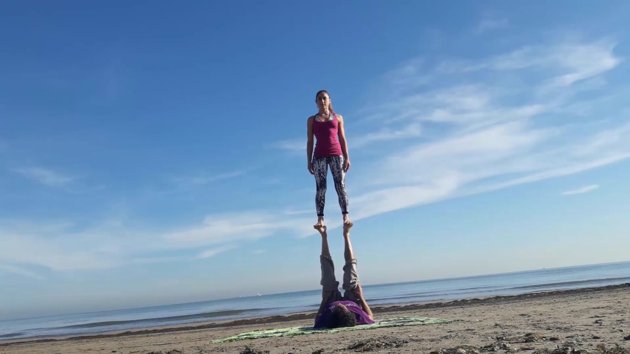 Acroyoga foot to foot. Frontal and lateral vision