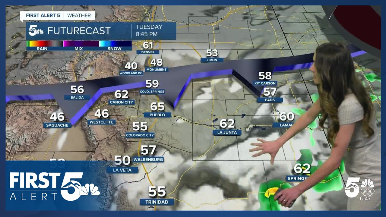 A cold front will bring light precipitation to parts of southern Colorado on Tuesday