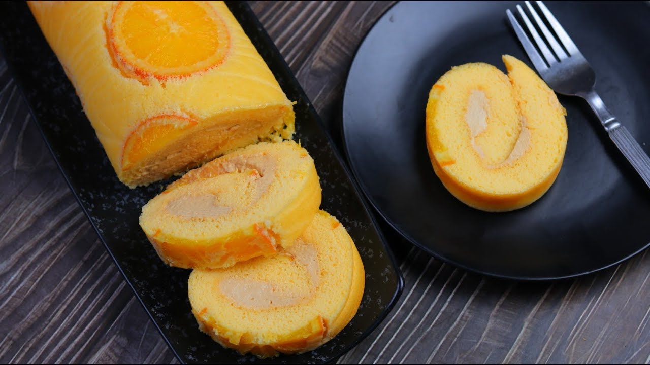 তুলার মতো নরম রোল কেক,Orange swiss roll,Cotton soft swiss roll,Swiss roll cake by Tumpa