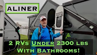 2 Aliner Lightweight Pop Up Camper Caravans w/ Bathrooms | Low Profile Easy Tow Travel Trailers