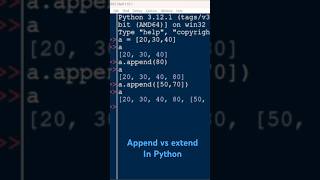 What is the difference between append and extend function with lists in Python.  #python #education