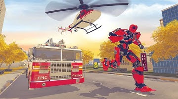 flying helicopter robot car transform Rescue FireTruck Robot Games | android gameplay