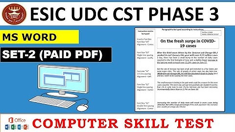ESIC UDC Computer skill test 2022 | MS Word set-2 (paid pdf)