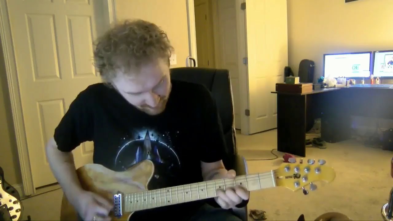 Guitar in a fancy grey coat