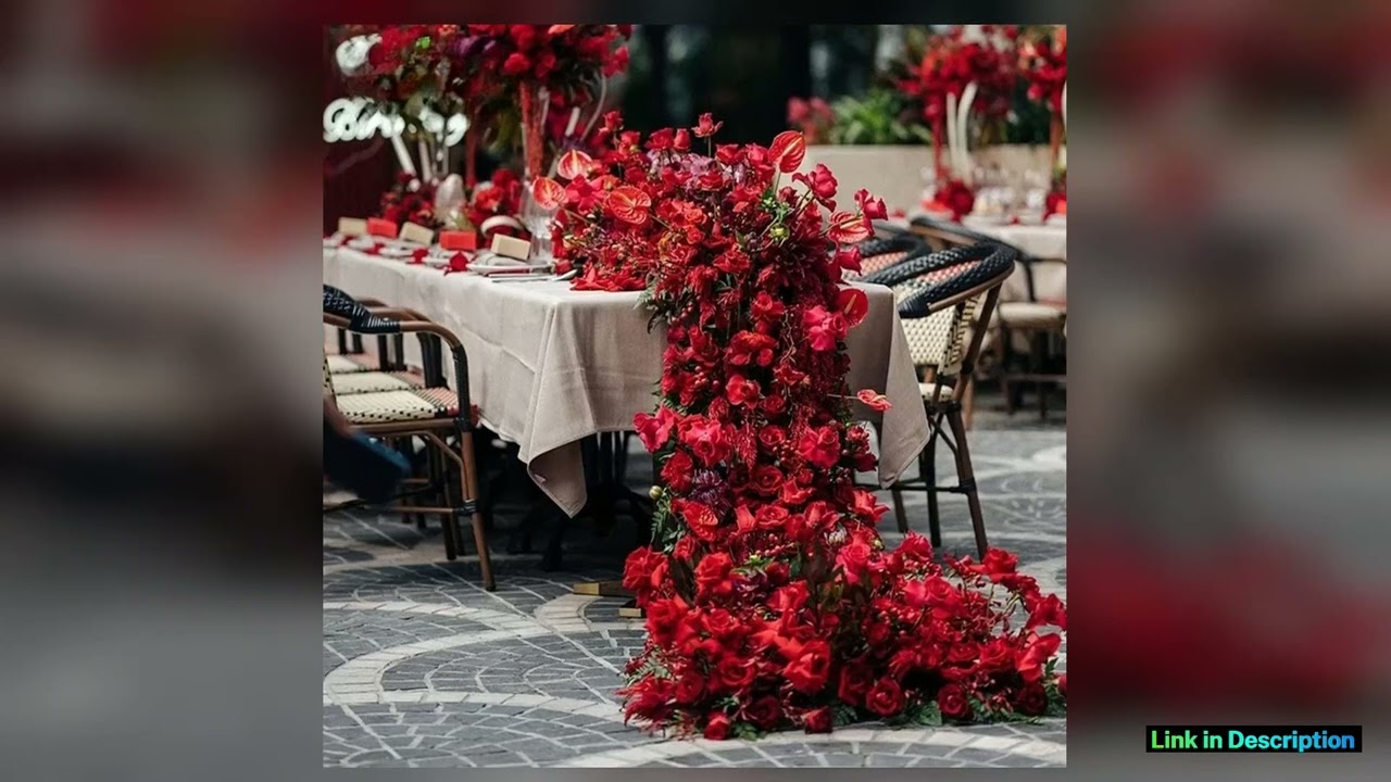 5D Red Rose Anthurium Table Runner Sofa Floor Flower Arrangement Wedding Backdrop Decor Flower Row