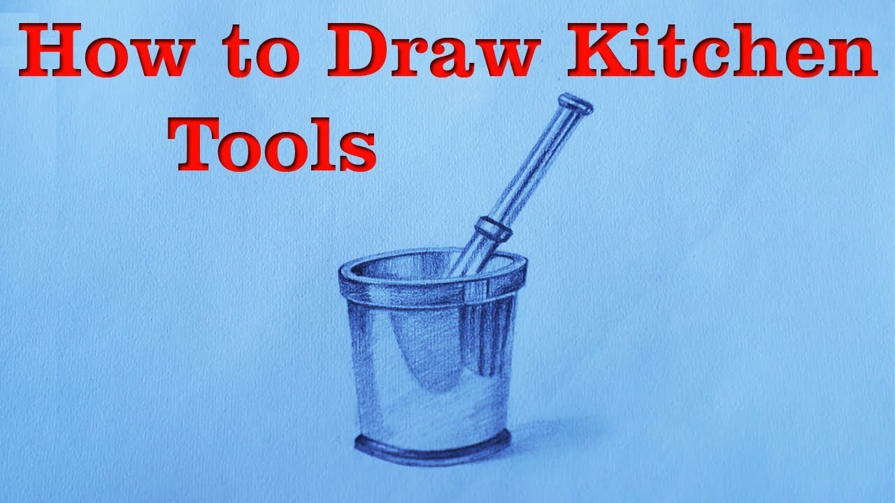 Draw Five Kitchen Utensils with Pencil Shading