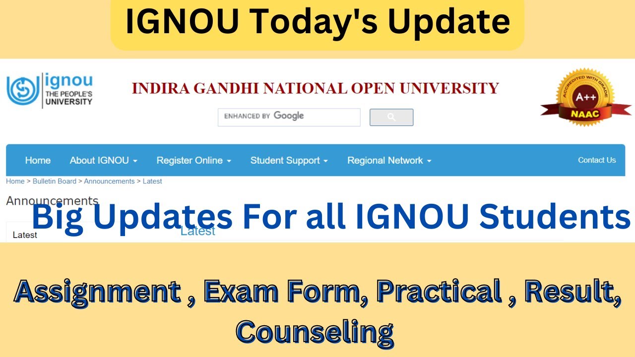 IGNOU Today's Update | Big Updates For all IGNOU Students | IGNOU Updates For all Students