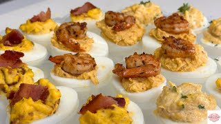 Deviled Eggs 3 Ways: Bacon, Crab, Cajun Shrimp Deviled Eggs Recipe
