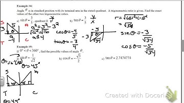 MCR3U Unit 4 Trigonometric Ratios of Obtuse Angles & Special Triangles