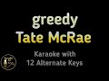 Tate mcrae  greedy karaoke instrumental lower higher male  original key