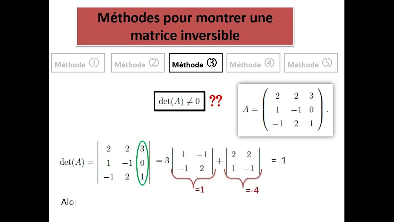 Comment Montrer Qu'une Matrice Est Inversible www.youtube.com