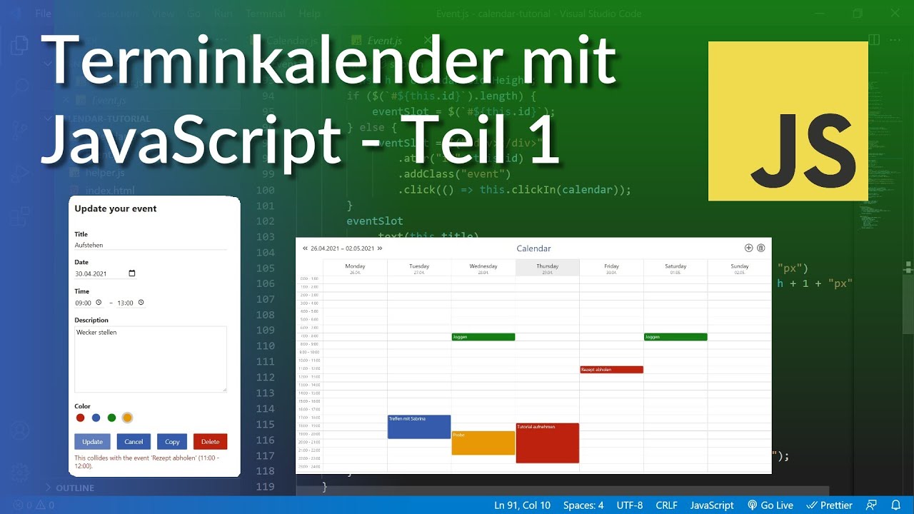 Update Terminkalender mit JavaScript programmieren - Teil 1