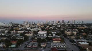 Little Havana, Miami drone Flyover at dusk.