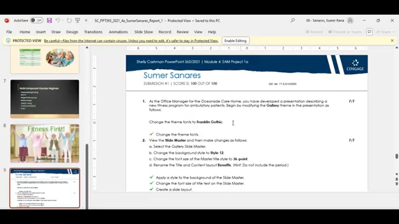 cengage modl powerpoint module 4 project 1a Oceanside Core Home Fitness