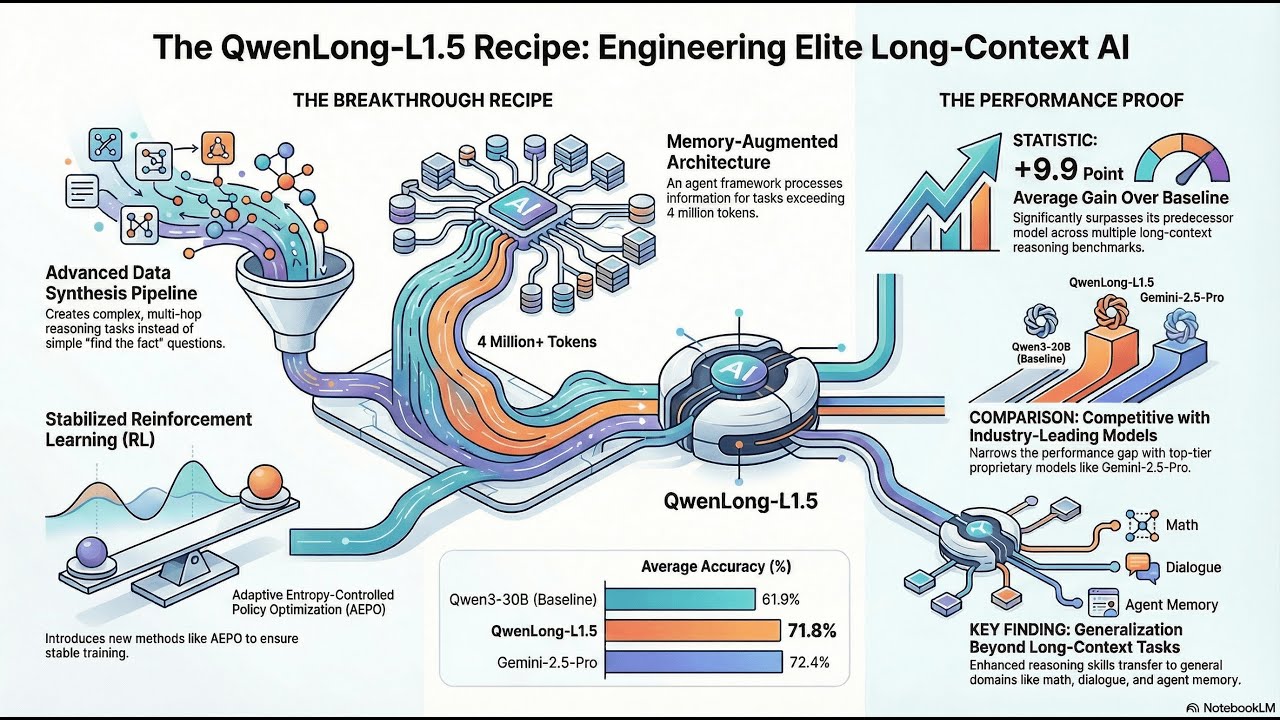 QwenLong-L1.5: Посттренировочный алгоритм для рассуждений в длительном контексте и управления пам...