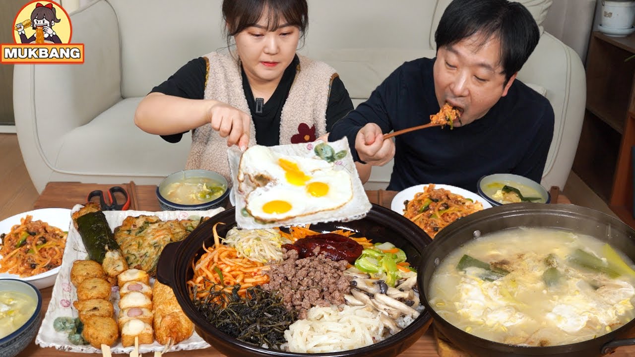 비빔밥 이렇게 먹어야 더 맛있지 않아요?? | 집밥, 황태해장국, 고래사 어묵 먹방 | Bibimbap Mukbang