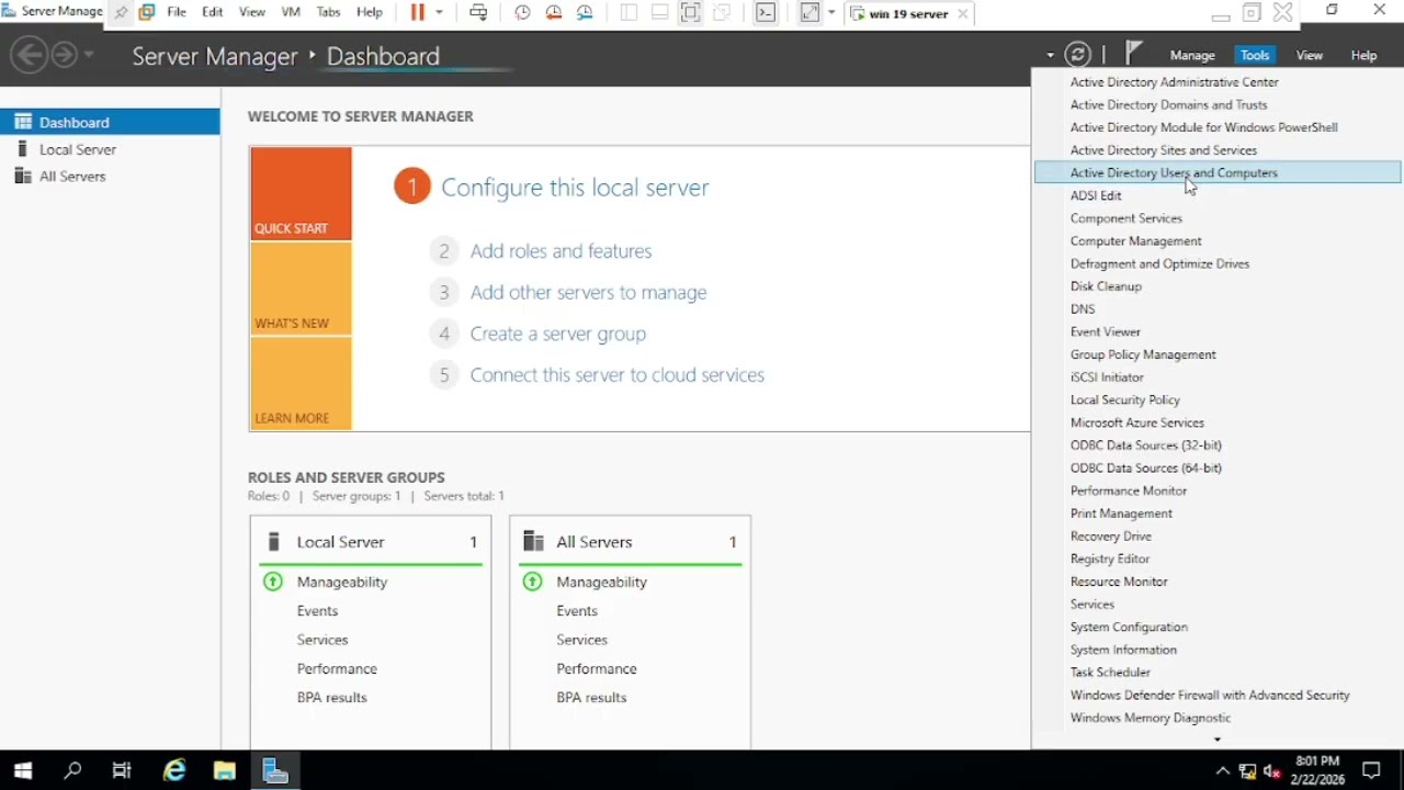 1- Create Users, OU and Group Policy in Active Directory | Windows Server 2019